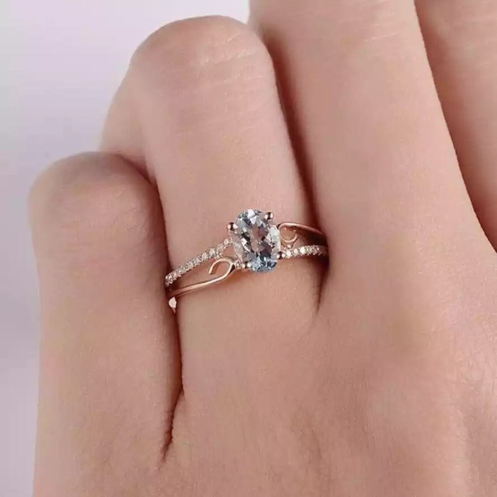 NEW Rose Gold Moon Crystal Vintage Statement Ring